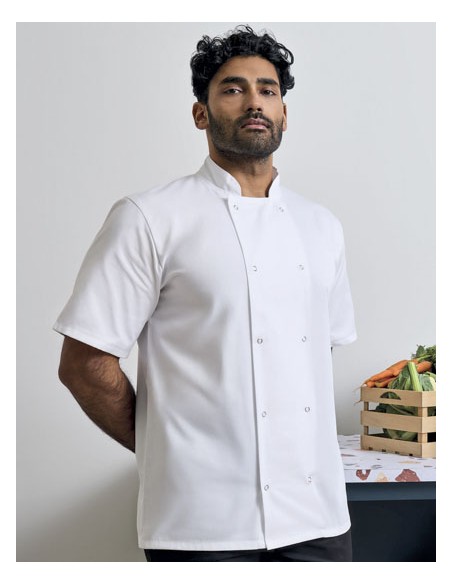 PRE-PR664-Studded Front Short Sleeve Chefs Jacket 2